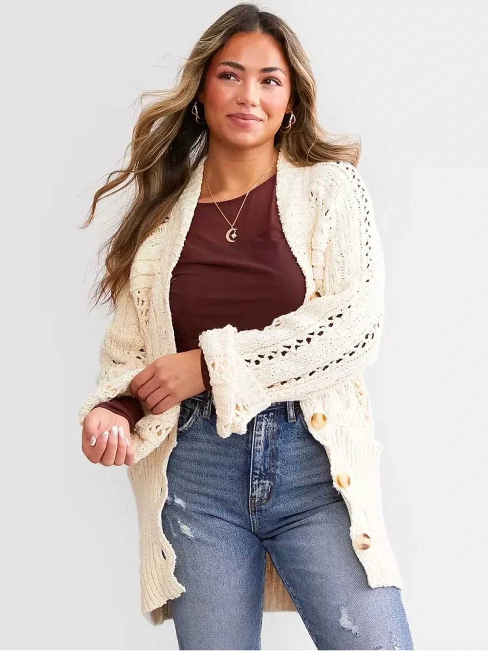 NWT FREE PEOPLE Cable Cardigan Sweater!
